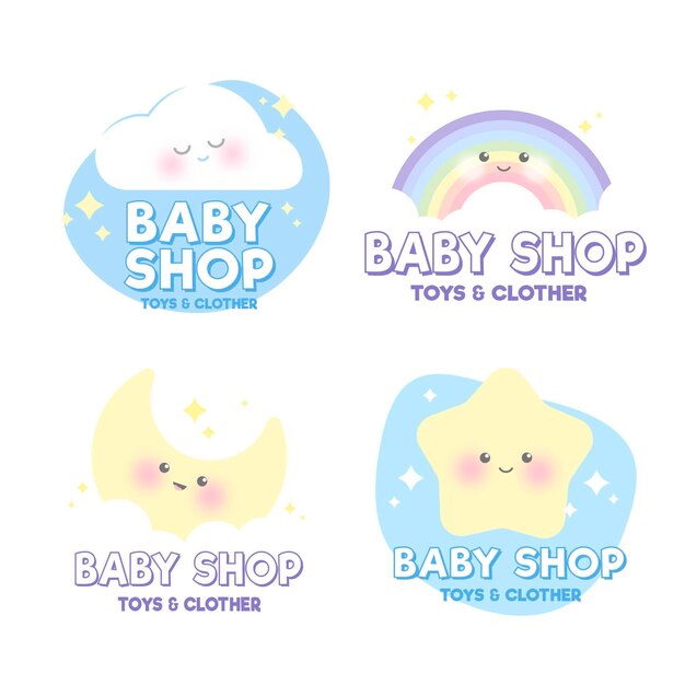 Colección de plantillas de logotipos de bebés en colores pastel