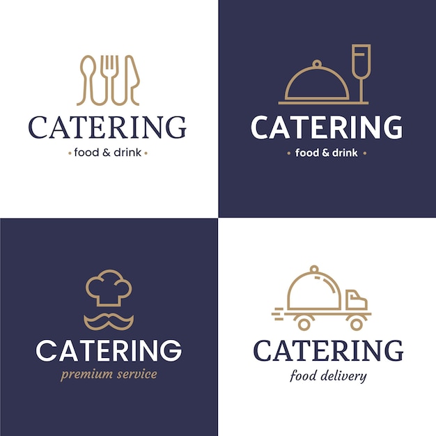 Colección de plantillas de logotipos de catering plano