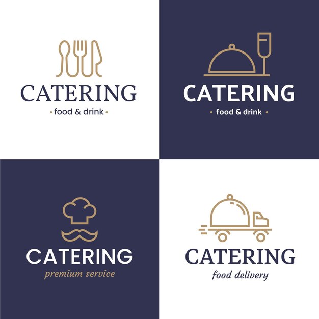 Colección de plantillas de logotipos de catering plano