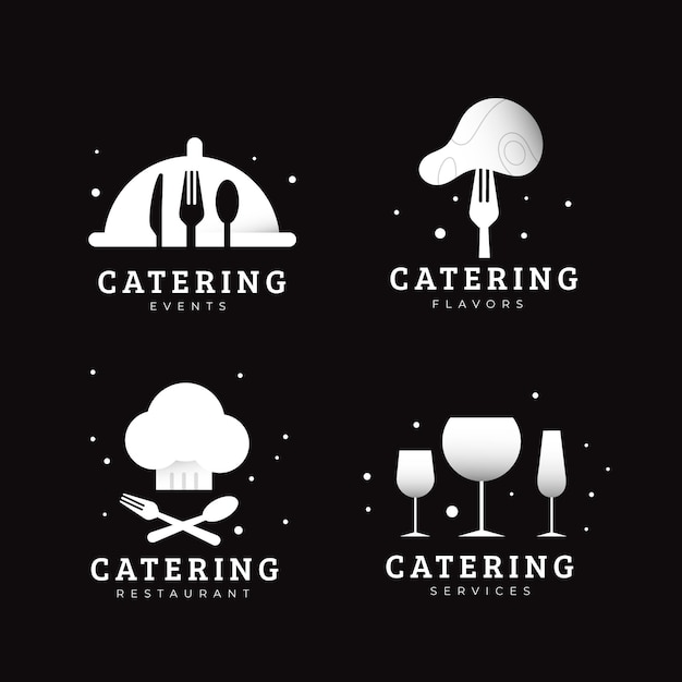 Vector gratuito colección de plantillas de logotipos de catering plano