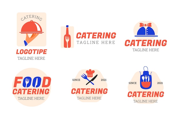 Vector gratuito colección de plantillas de logotipos de catering
