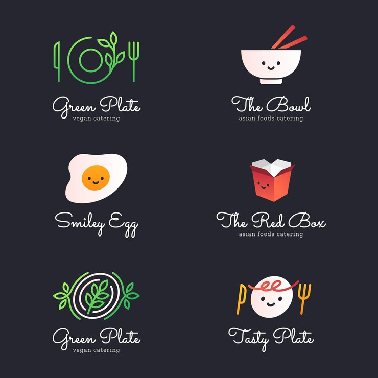Vector gratuito colección de plantillas de logotipos de catering