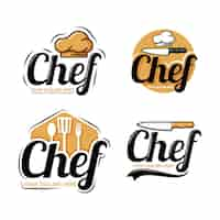 Vector gratuito colección de plantillas de logotipos de chef plano