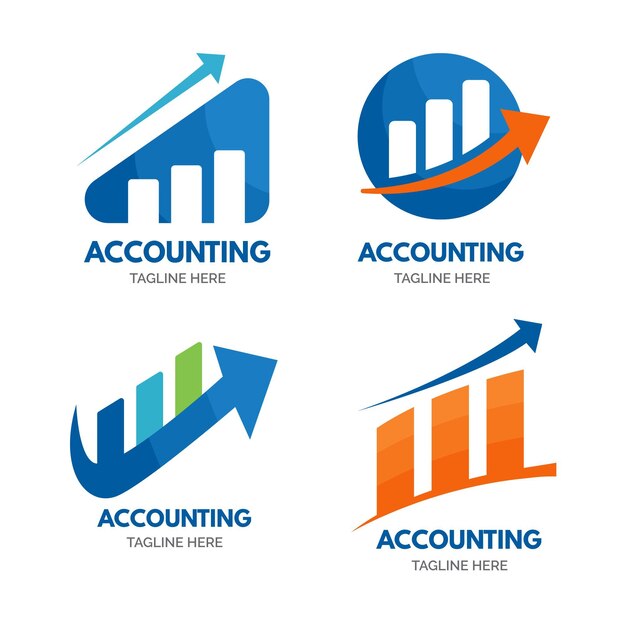 Colección de plantillas de logotipos de contabilidad plana
