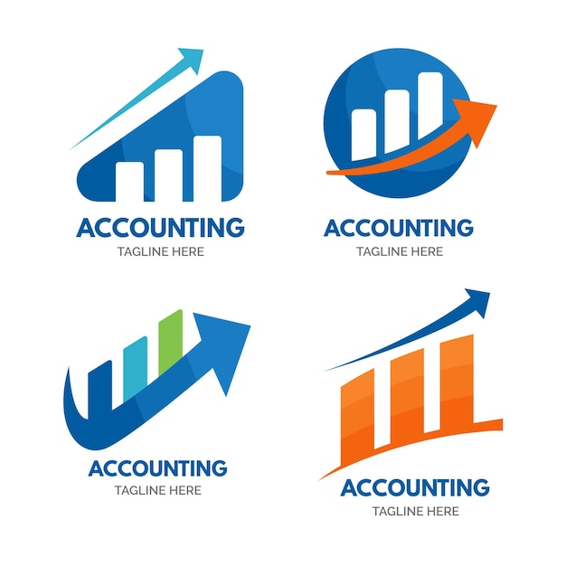 Colección de plantillas de logotipos de contabilidad plana