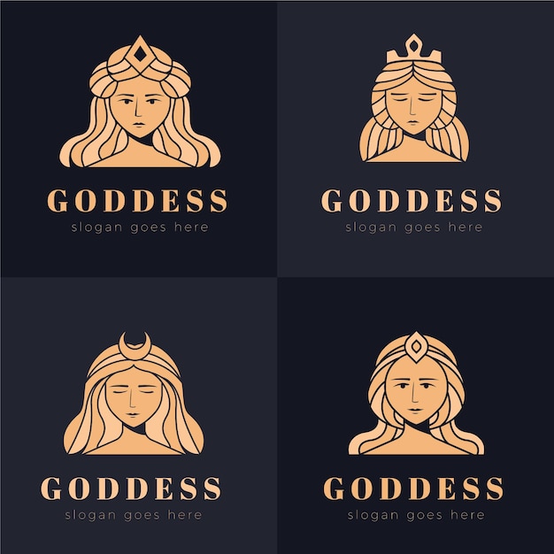 Vector gratuito colección de plantillas de logotipos de diosa