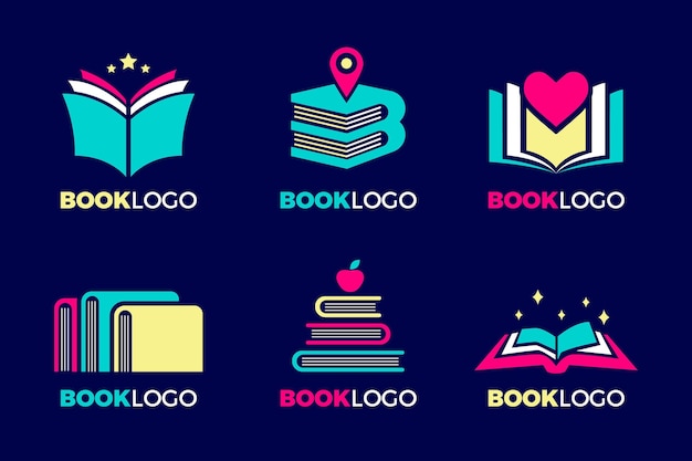 Colección de plantillas de logotipos de libros creativos
