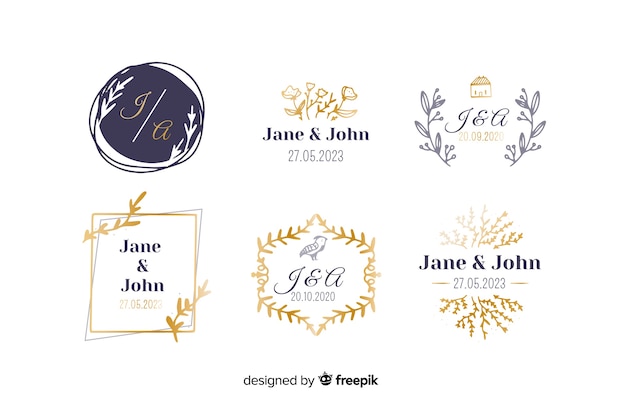 Colección de plantillas de logotipos de monogramas de bodas