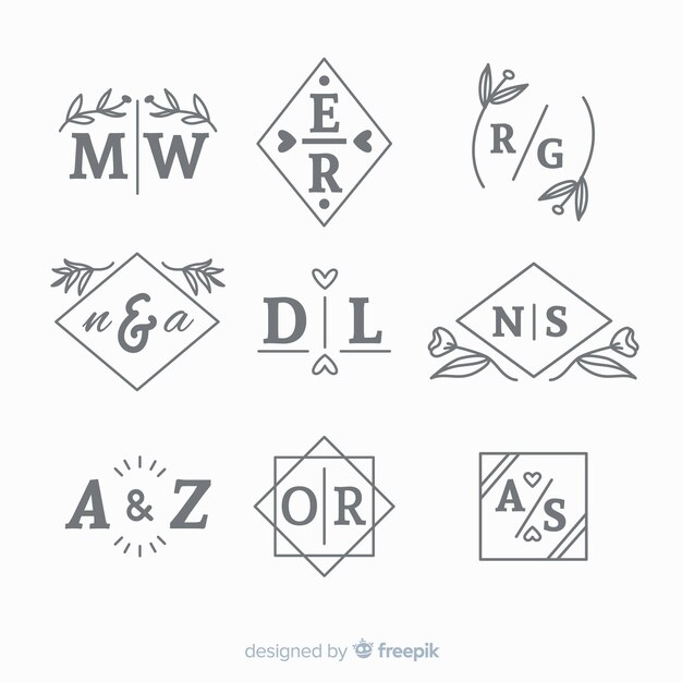 Colección de plantillas de logotipos de monogramas de bodas
