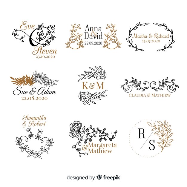 Colección de plantillas de logotipos de monogramas de bodas