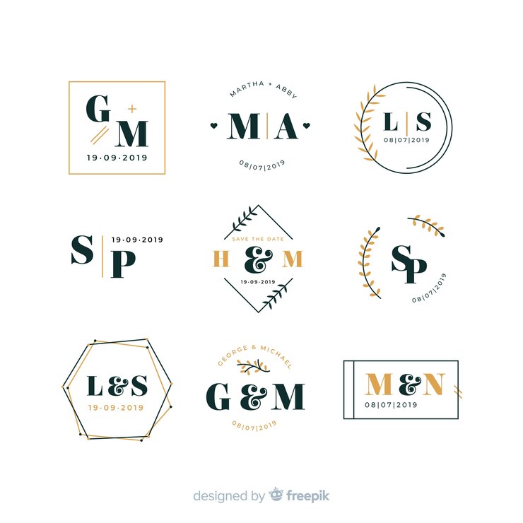 Vector gratuito colección de plantillas de logotipos de monogramas de bodas