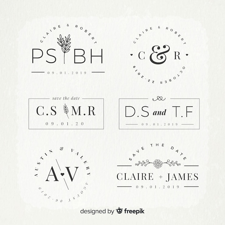 Vector gratuito colección de plantillas de logotipos de monogramas de bodas