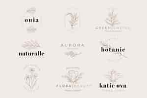 Vector gratuito colección de plantillas de logotipos de plantas a base de hierbas