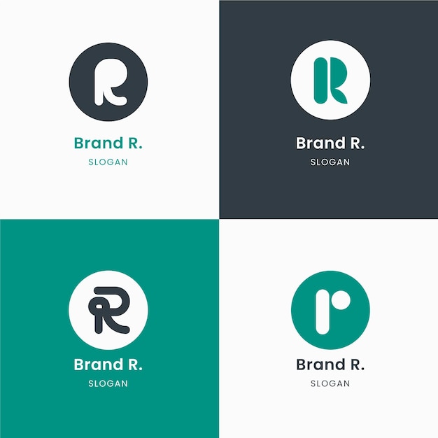 Colección de plantillas con logotipos r planos