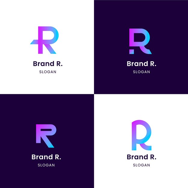 Colección de plantillas con logotipos r planos