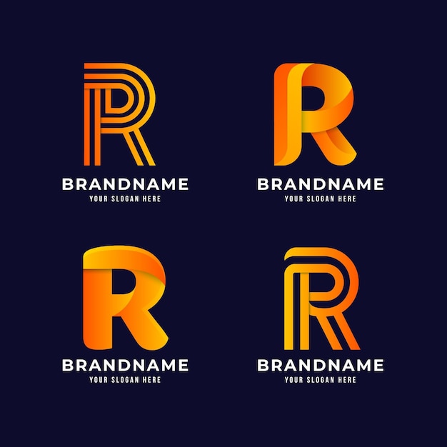 Colección de plantillas con logotipos r planos