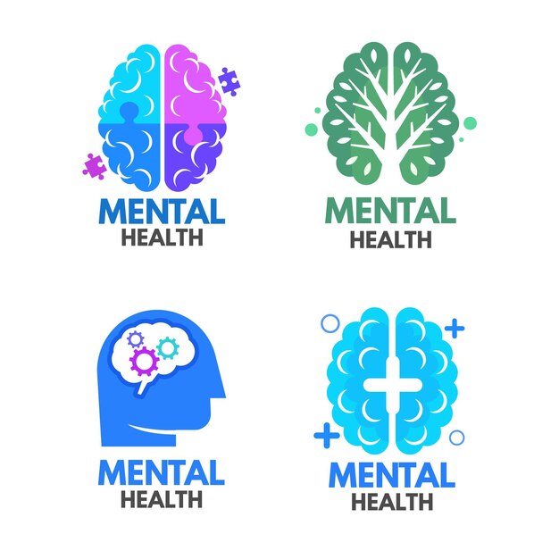 Colección de plantillas de logotipos de salud mental