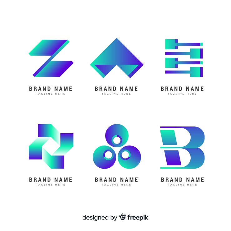 Vector gratuito colección de plantillas de logotipos de tecnología degradada