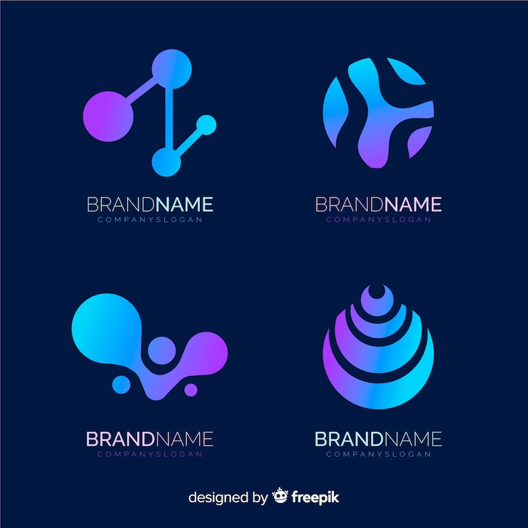 Vector gratuito colección de plantillas de logotipos de tecnología degradada