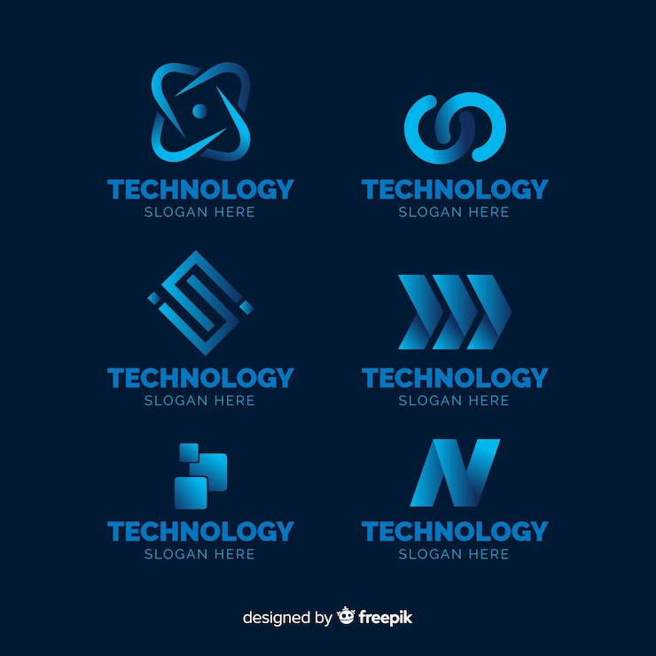 Vector gratuito colección de plantillas de logotipos de tecnología degradada