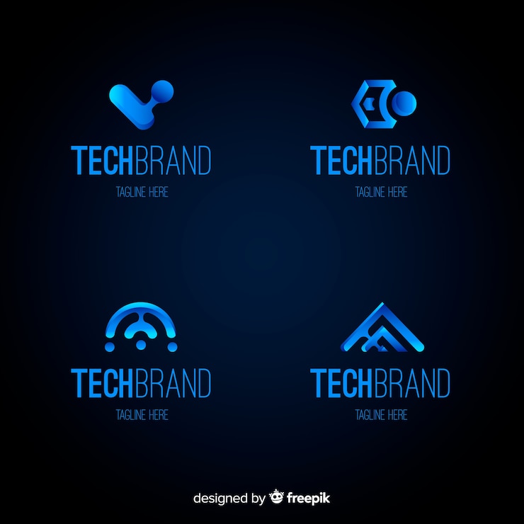 Vector gratuito colección de plantillas de logotipos de tecnología degradada
