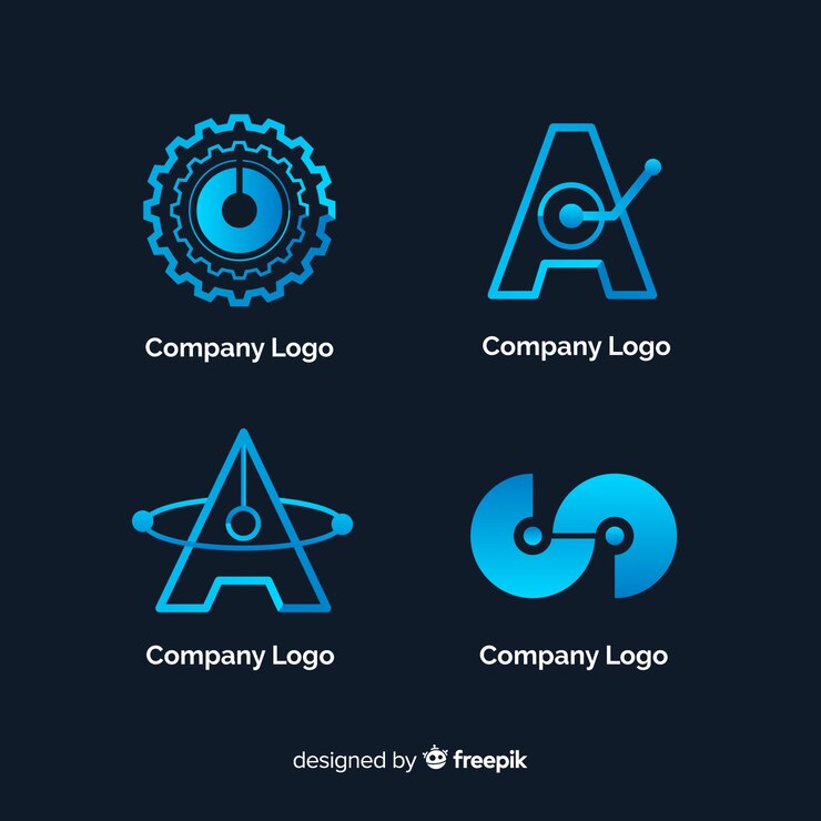 Vector gratuito colección de plantillas de logotipos de tecnología degradada