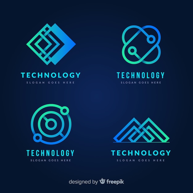 Colección de plantillas de logotipos de tecnología degradada