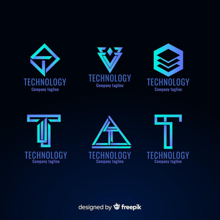 Vector gratuito colección de plantillas de logotipos de tecnología degradada
