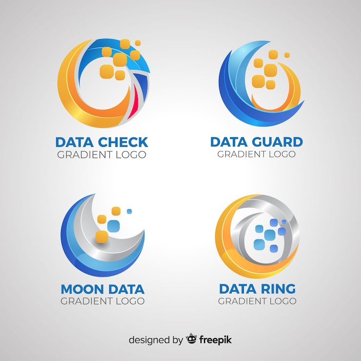 Vector gratuito colección de plantillas de logotipos de tecnología degradada