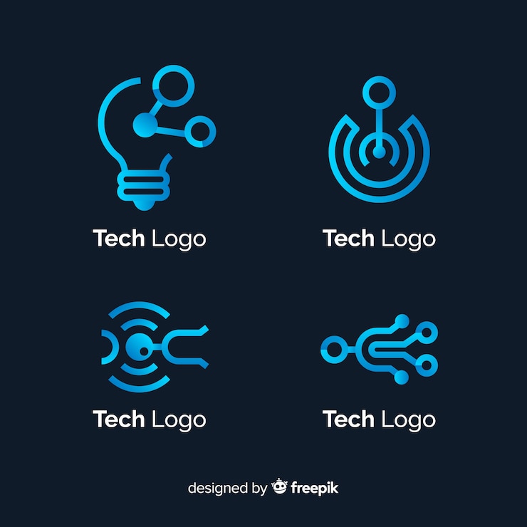 Vector gratuito colección de plantillas de logotipos de tecnología degradada