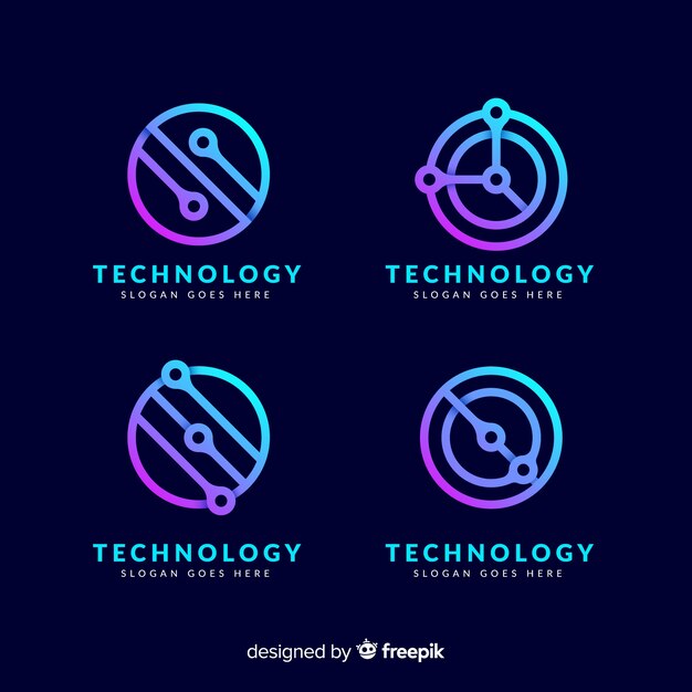 Colección de plantillas de logotipos de tecnología de gradiente
