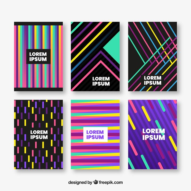 Colección de plantillas de portada con diseño geométrico