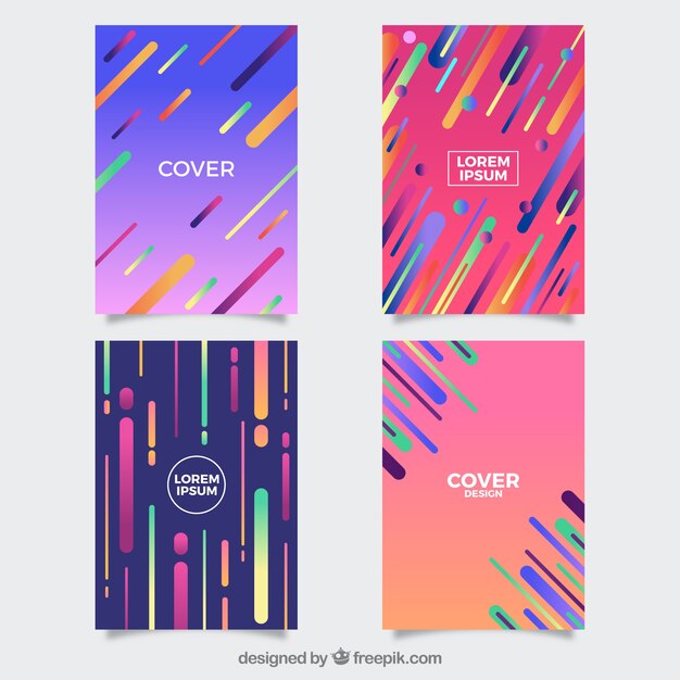 Colección de plantillas de portadas con estilo geométrico
