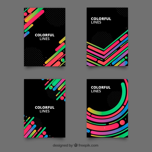 Colección de plantillas de portadas con estilo geométrico