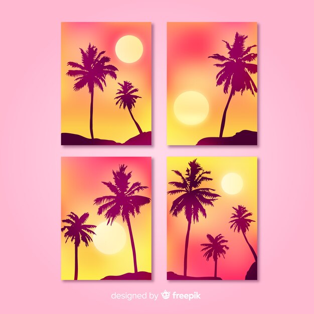 Colección de plantillas de portadas de playa con degradado
