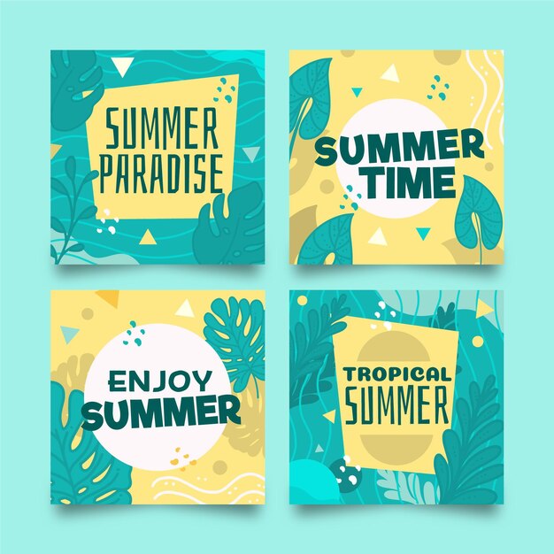 Colección de plantillas de tarjetas de verano