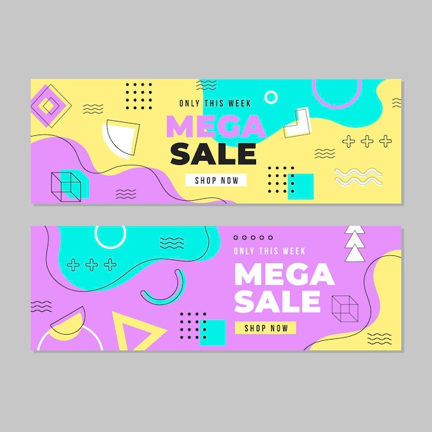 Vector gratuito colección de plantillas web de banner de mega venta