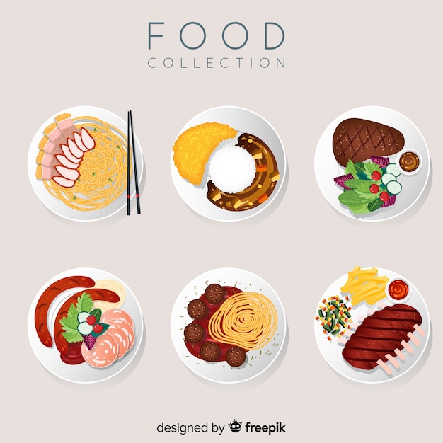 Colección de platos de comida en 2d