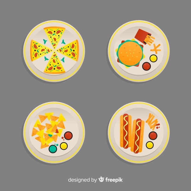 Colección de platos de comida en 2d