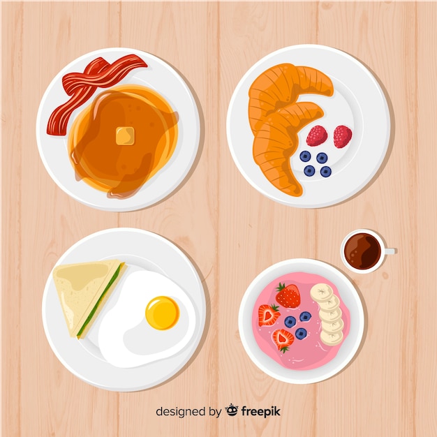 Colección de platos de comida en 2d