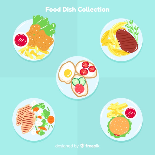 Colección de platos de comida en 2d