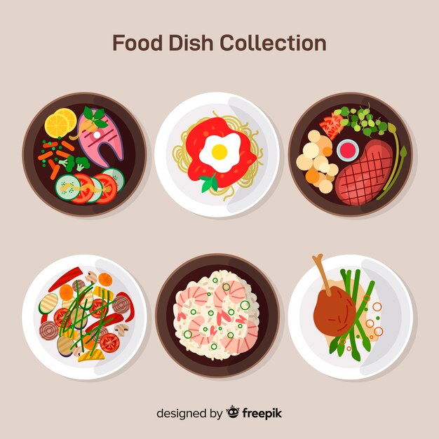 Colección de platos de comida en 2d