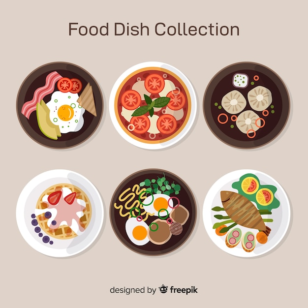 Colección de platos de comida en 2d