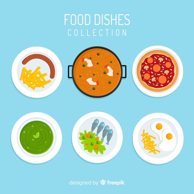 Colección platos de comida deliciosos