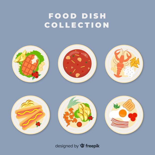 Colección platos comida plana
