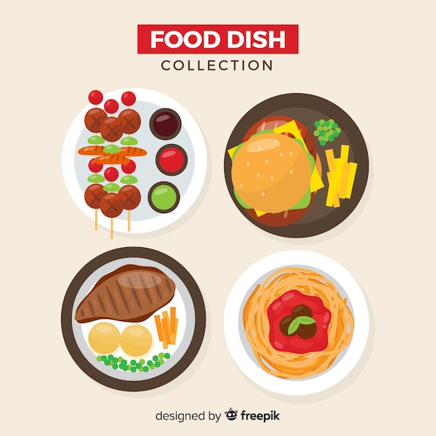 Colección platos comida planos