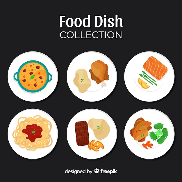 Colección platos de comida planos