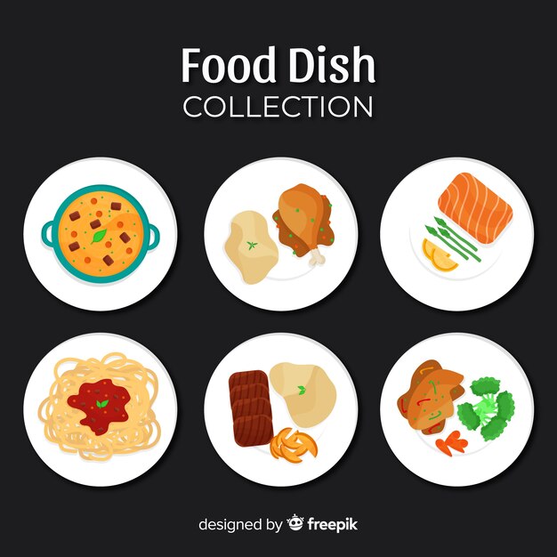 Colección platos de comida planos