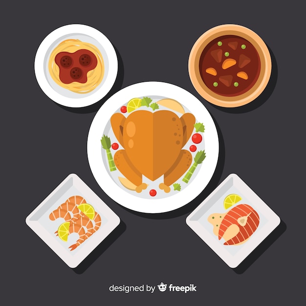 Colección platos comida planos
