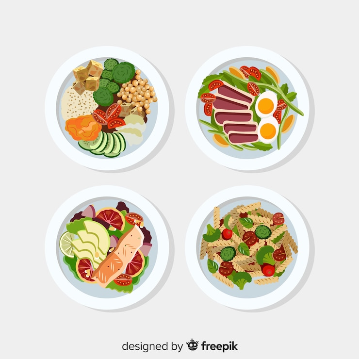 Vector gratuito colección platos comida planos